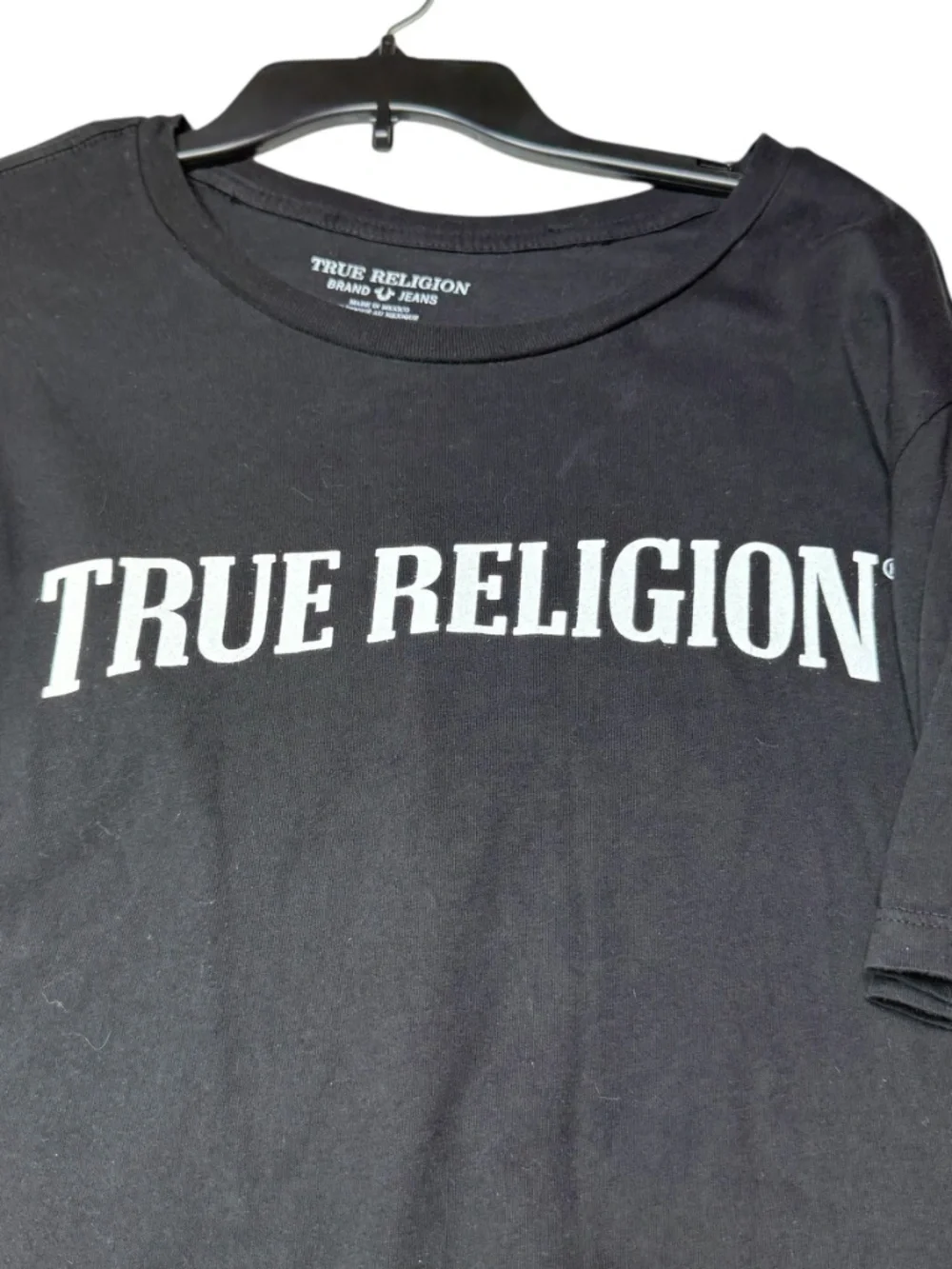 True Religion Black Tee with White Arch Logo 2XL